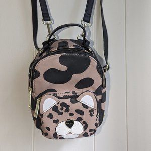 Betsey Johnson animal print mini backpack with cat face